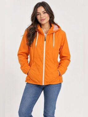 Orange Hooded Women's Jacket